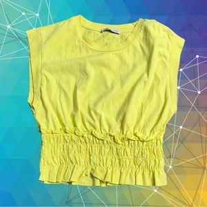 3/$20 cute Zara ruched lemon yellow top